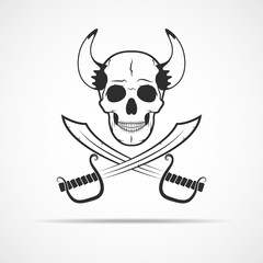 Skull and two swords. Vector illustration