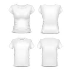 Fototapeta premium Realistic Template Blank White Woman and Man T-shirt. Vector