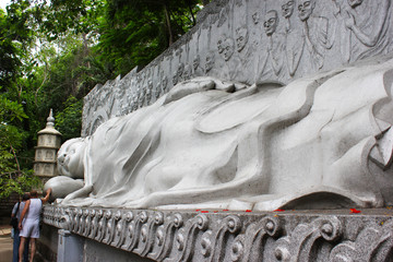 A journey through Vietnam, Nha Trang,pagoda Sean long, a large white statue of sleeping Buddha