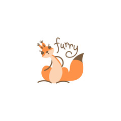 Cartoon cute squirrel. Little funny print. Vector illustration