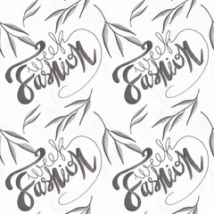 Fashion Week Lettering llustration Seamless Pattern Hand-Painted Background Texture Wallpaper Scrapbook