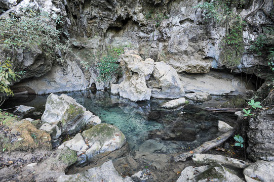 Fresh water lake near a cave at Vang Vieng