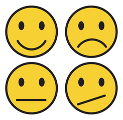 Fototapeta premium Vector set of four smiley emoticons