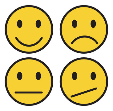 Vector set of four smiley emoticons