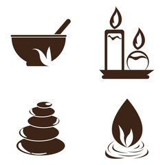 Set of different spa icons on a white background, Vector illustration