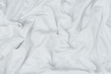 Crumpled White Bedspread Soft Fabric Textured Background