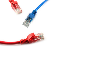 Network internet cable on white background