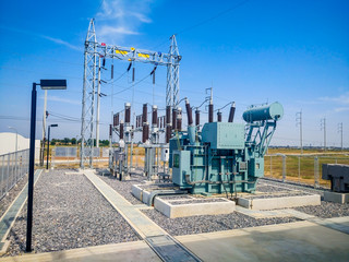 High voltage power transformer substation in Solar power station