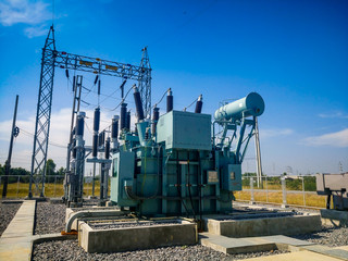 High voltage power transformer substation in Solar power station