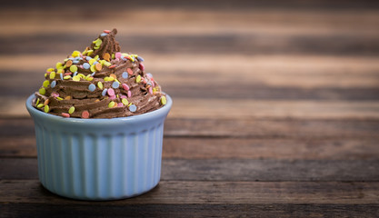 Chocolate frozen yogurt with sprinkles