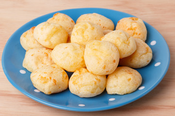Brazilian snack cheese bread (pao de queijo) on plate