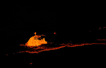 Erta Ale volcano crater, melting lava splash, Danakil depression, Ethiopia