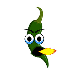 Hot Green Chili Jalapeno cartoon pepper characters.