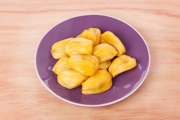 Tropical fruit Jackfruit (jakfruit, jack, jak) in bowl. Selective focus © jantima