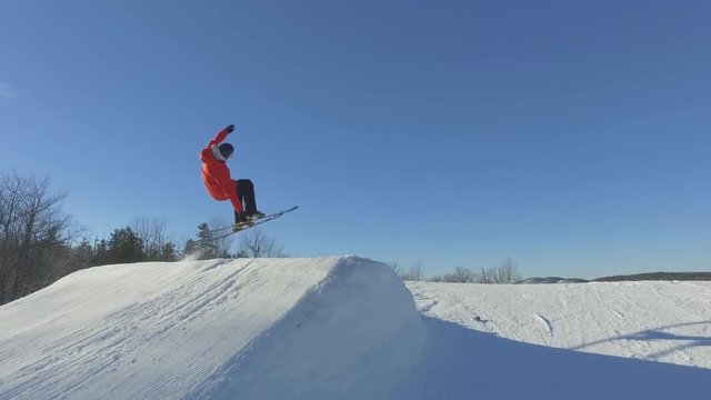 Extreme skier does BACKFLIP off large jump - exciting