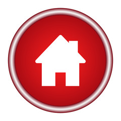 Home icon on a red background. Vector illustration.