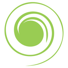 Hypnotic logo. Dynamic game effect. Twisted green curl of grass.