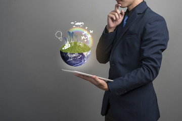 Globe ,earth in human businessman hand, save earth concept,Elements of this image furnished by NASA