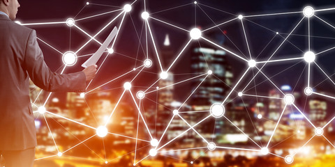 Concept of modern business networking that connect and cooperate people