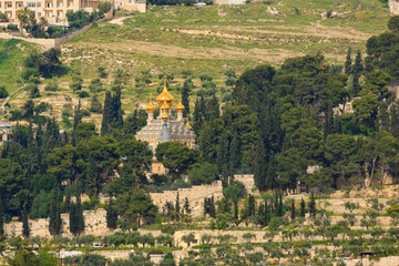 Fototapeta na wymiar Orthodox Church of Maria Magdalena on Mount of Olives
