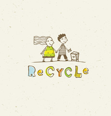 Go Green Recycle Reduce Reuse. Sustainable Eco Vector Concept on Recycled Paper Background.