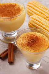 Brazilian sweet custard-like dessert curau de milho mousse of corn