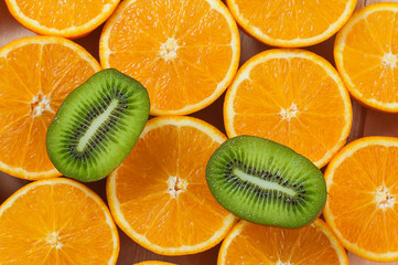 Fresh fruit, orange and kiwi