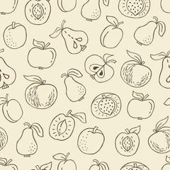 Seamless pattern with hand drawn fruit
