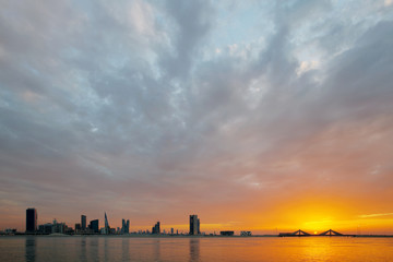 Fototapeta premium Bahrain skyline during sunset