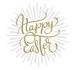 vector happy easter text on white background. Calligraphy lettering Vector illustration EPS10