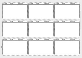 Professional of film storyboard mockup.  Template for easy to present the process of story. A4 design of paper to fit for print out. Vector illustration. - 139851618