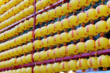 Chinese lanterns displayed at Lungshan Temple in Taiwan