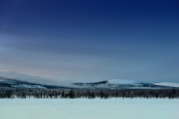 Winter landscape in Russian Lapland, Kola Peninsula