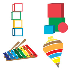 Set of toys on a white background, Vector illustration