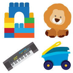 Set of toys on a white background, Vector illustration