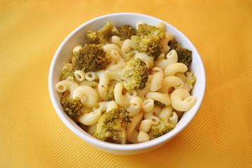 Fresh Broccoli with Pasta in a Bowl