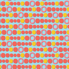 seamless pattern, abstract geometric background with  stripes of dots and rings of different sizes