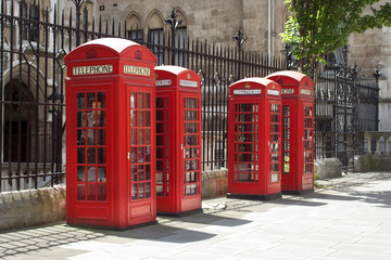 Fototapeta na wymiar Red Telephone Boxes