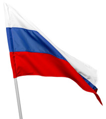 Fototapeta na wymiar Russia flag waving on white background