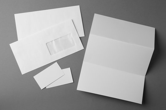 Set of blank items for branding on  grey background