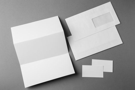 Set of blank items for branding on  grey background
