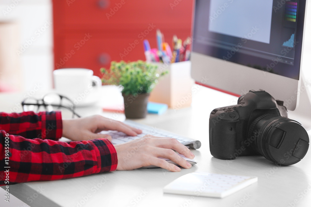 Canvas Prints Female hands on keyboard while working in office