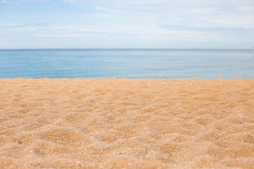 Fototapeta na wymiar Empty sea and beach background with copy space. Sea sand sky and summer day