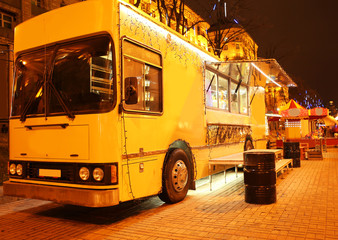 Modern truck with fast food kitchen
