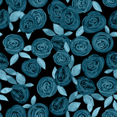 Seamless watercolor flowers roses pattern background
