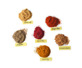 Aromatic spices on white background