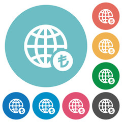 Online Lira payment flat round icons