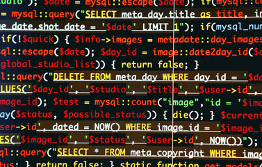 Naklejka premium Web site codes on computer monitor, closeup