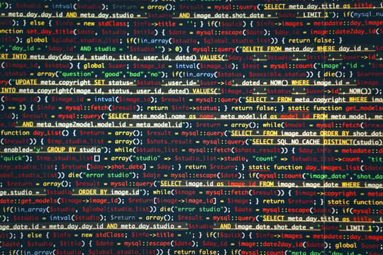 Web site codes on computer monitor, closeup