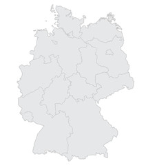 Fototapeta na wymiar Map of Germany with provinces in gray color